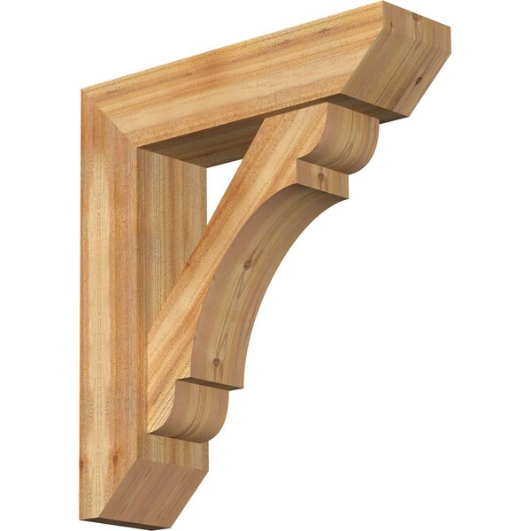 Ekena Millwork Olympic Slat Rough Sawn Bracket w/ Offset Brace, Western Red Cedar, 8"W x 30"D x 34"H BKT0806X30X34OLY06RWR - main